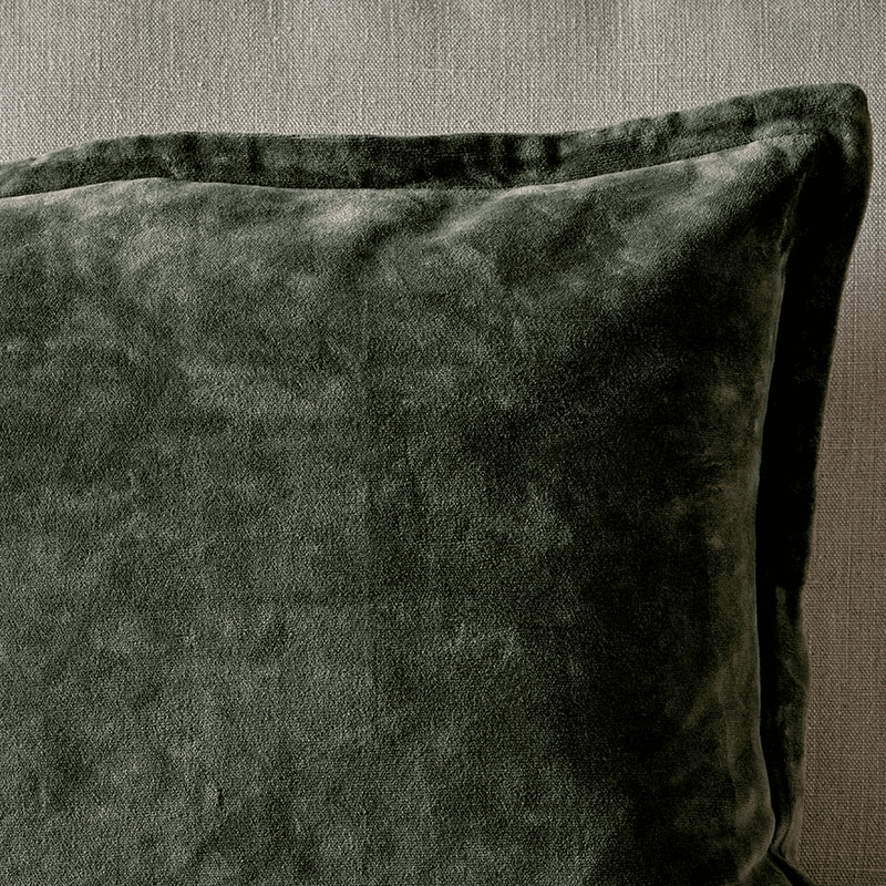 Pilani Velvet & Linen Cushion Cover, 50 x 50cm, Moss