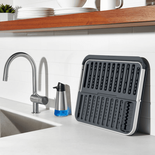 Image showing the Aluminium Fold Flat Dish Rack, Grey product.