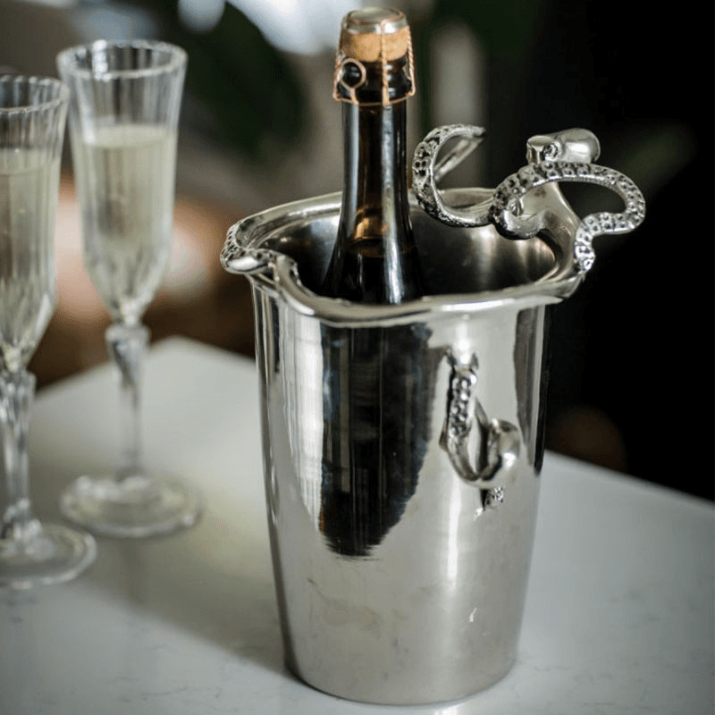 Octopus Ice Bucket, D20 x H24cm, Silver