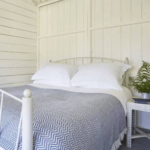 Image showing the Herringbone Blanket, 250cm x 130cm, Navy product.