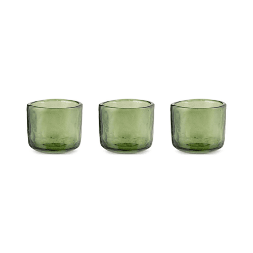 Image showing the Irda Set of 3 Small Glass Tealights, Dark Emerald product.