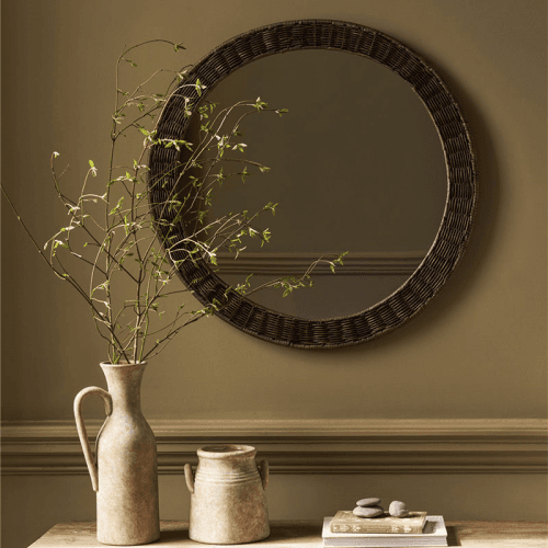 Image showing the Wittering Rattan Round Mirror, Antique Brown product.