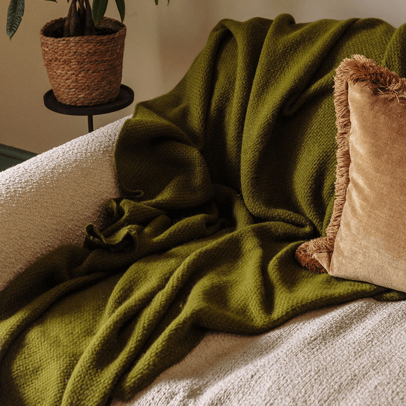 Alpaca Basketweave Throw, 130 x 180cm, Fern