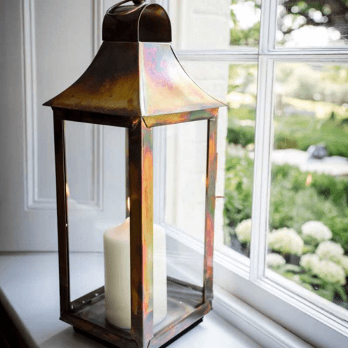 Image showing the Tonto Lantern, H50cm, Burnished copper/Clear product.