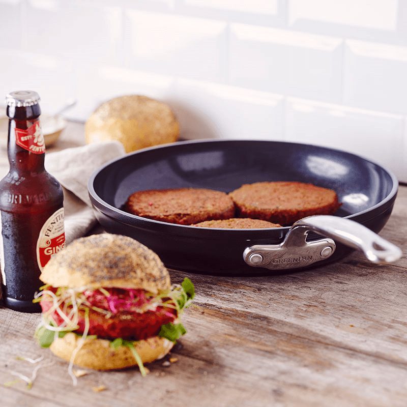 Barcelona Pro Non-Stick  Frying Pan Set with Pan Protector Sheet, 24, Black