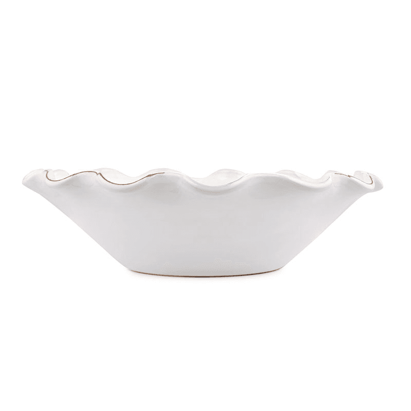 Ruffle Ceramic Bowl, Medium, White