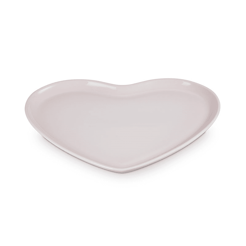 Stoneware Heart Serving Platter, 32cm, Shell Pink