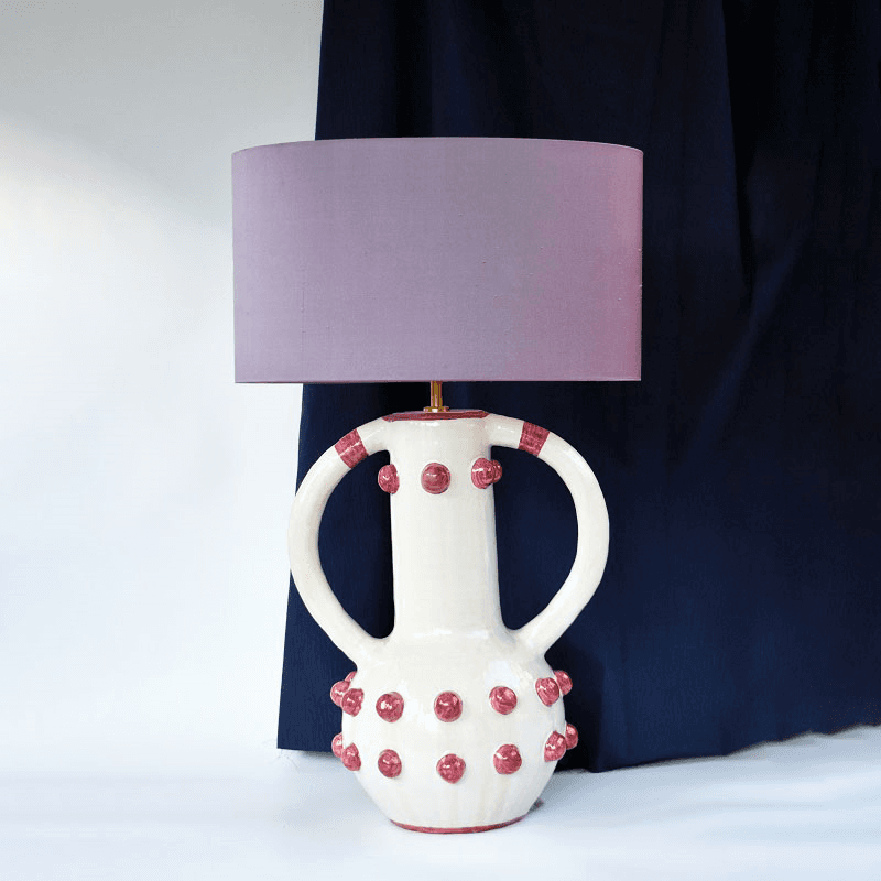 Carnival Collection Zebedee Hand Thrown Ceramic Table Lamp Base Only, Coral