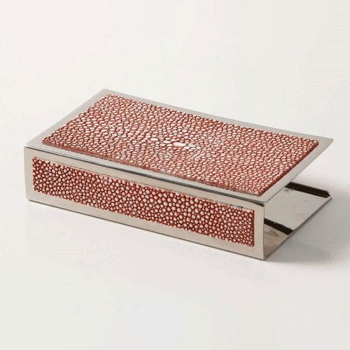 Image showing the Large Match Box Holder, 13 x 7cm, Coral Shagreen product.