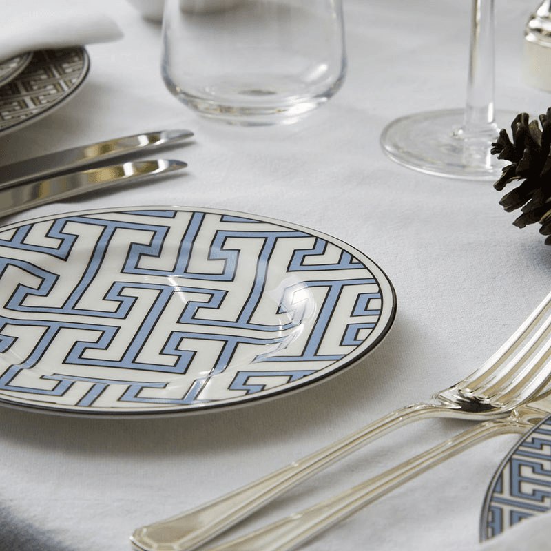 Maze Set of 2 Dinner Plate, D26cm, Cornflower Blue