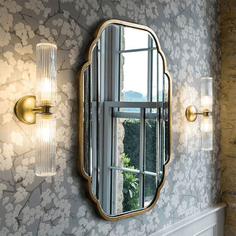 Claremont  Flutted Glass Wall Light, H40cm, Antique Brass