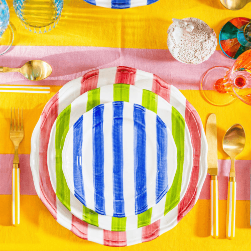 Image showing the Stripes Plate, D21cm, Pink product.