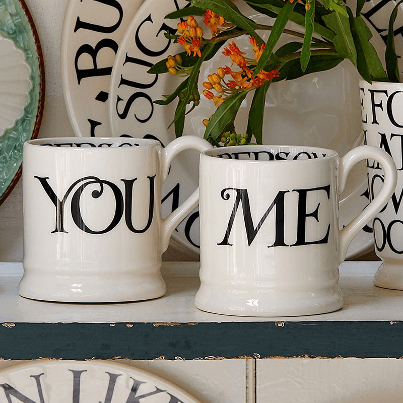 Black Toast Set of 2 You & Me Mugs, 300ml, Cream
