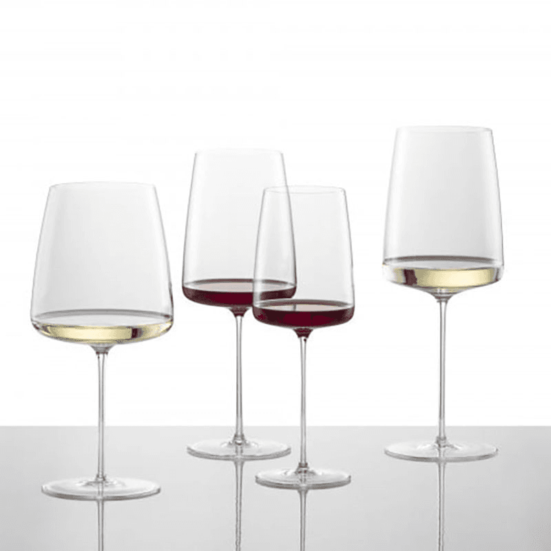 Simplify Set of 2 Crystal Burgundy Red Wine Glasses, 740ml, Clear