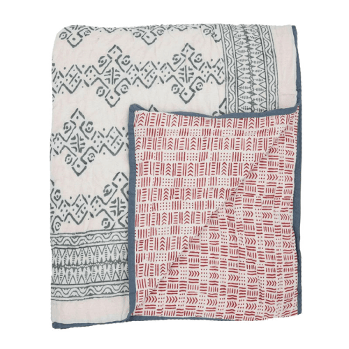 Image showing the Mali Kahala Double Quilt, Blue Red product.