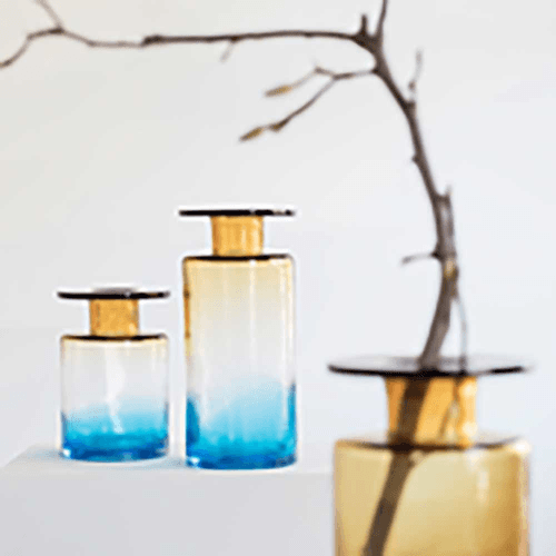 Image showing the Wind & Fire Large vase, D19cm, Amber & Blue product.