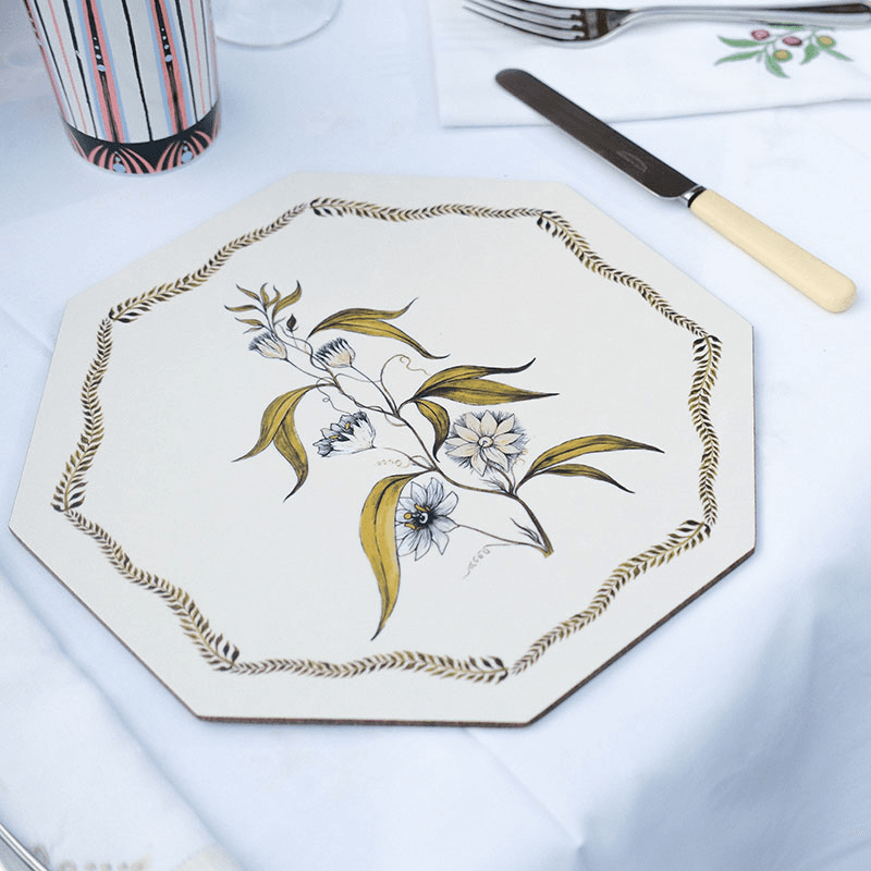 Bell Hutley Table Mat, 28cm x 28cm, Clematis Flower