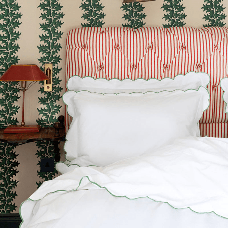 Annabelle Scalloped Pair of Standard Pillowcases, Asparagus