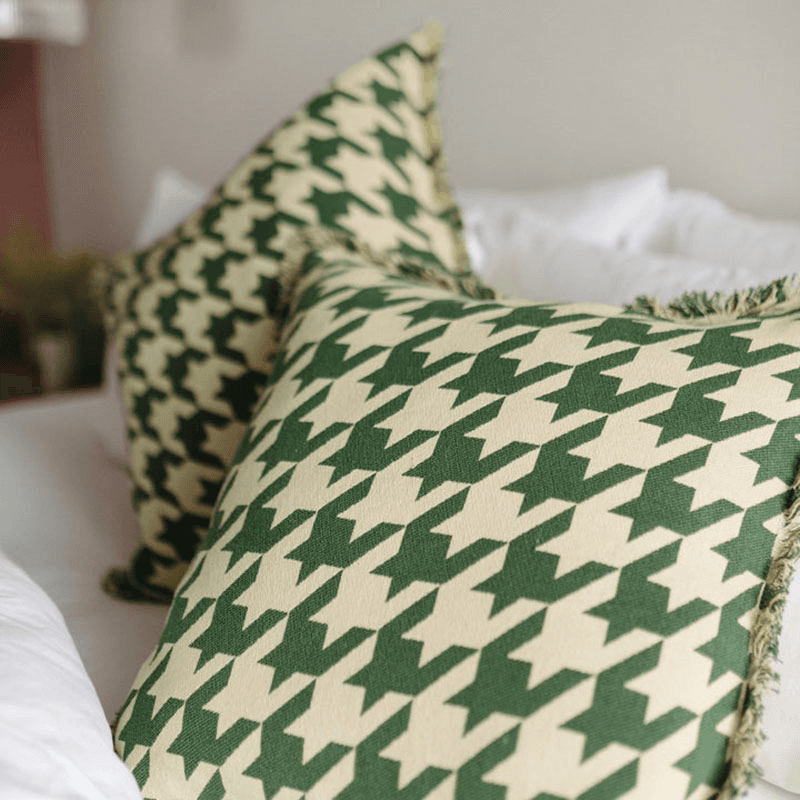Houndstooth Cushion Cover, 50 x 50cm, Green