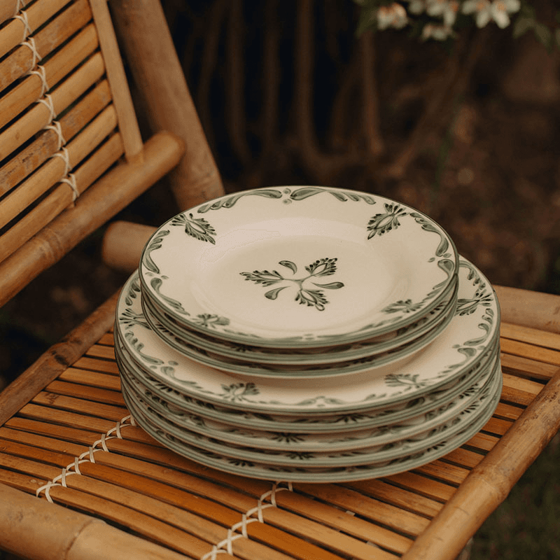 Eleanor Set of 6 Dessert Plates, 22cm, Forest Green