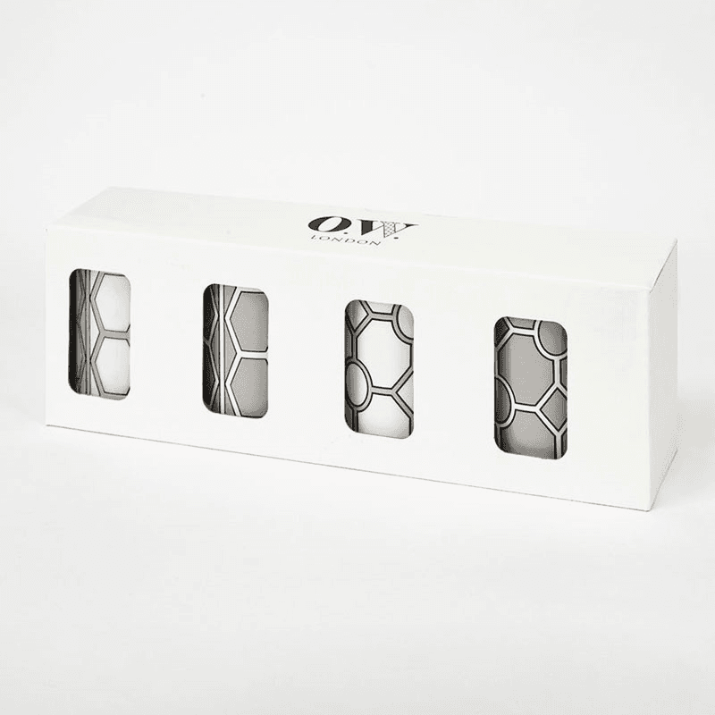 Hex & Hoop Set of 4 Mugs, 350ml, Grey