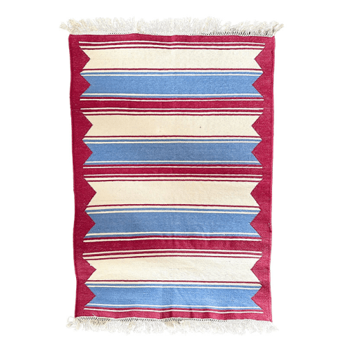 Image showing the Stripe Rug, 100 x 70cm, Red & Blue product.