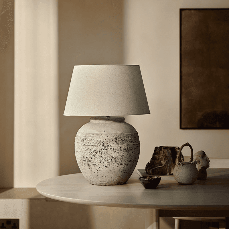 Rustic Table Lamp with Shade, H61cm, Grey