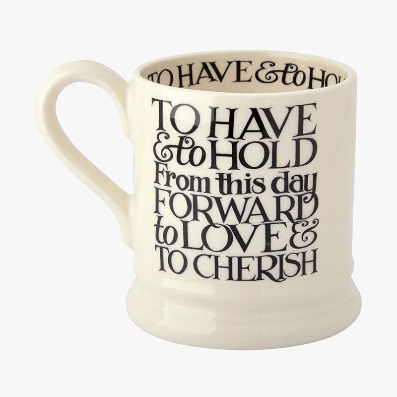 Black Toast Set of 2 Mrs & Mrs Mugs, 300ml, Cream