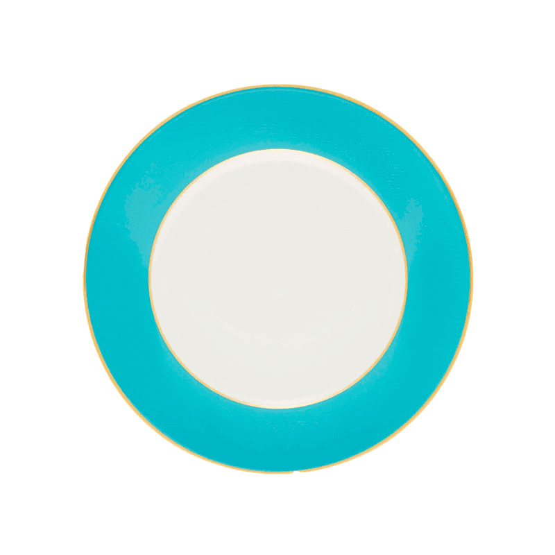 Sous Le Soleil Dessert Plate, D22.5cm, Matt Gold Classic Turquoise