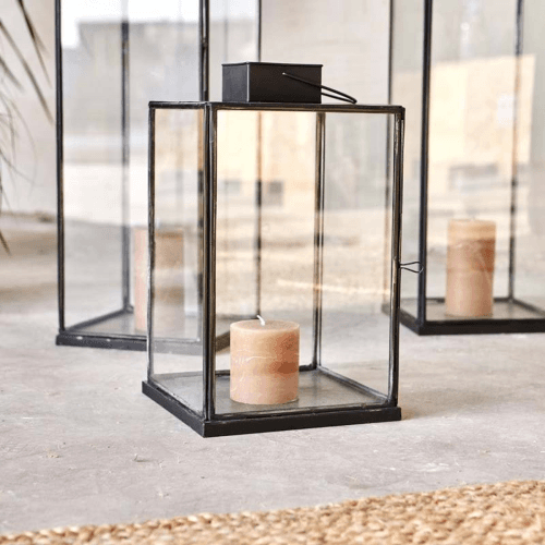Image showing the Sia Lantern, H58cm, Antique Black/Clear product.