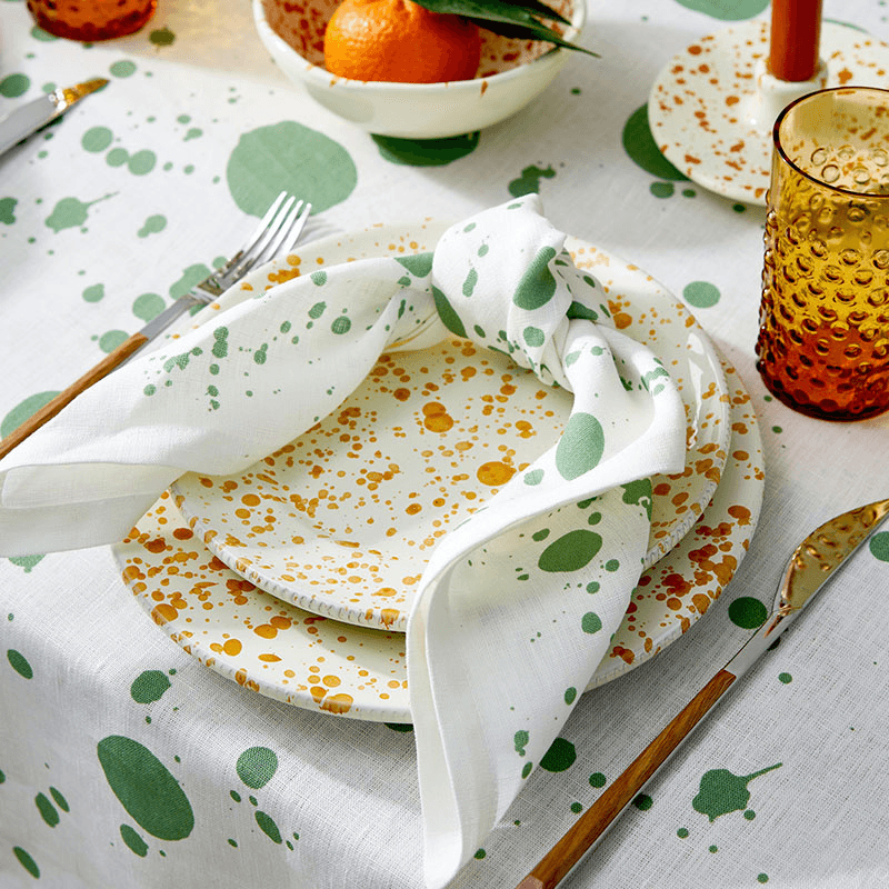 Splatter Set of 4 Napkins, W50 x L50cm, Smoke Green