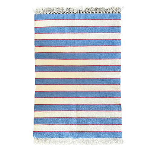 Image showing the Stripe Rug, 100 x 70cm, Blue & Pink product.