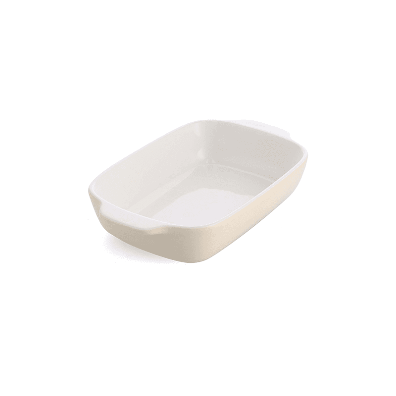 Stoneware Dish with Bamboo Lid, 26cm, Almond Cream