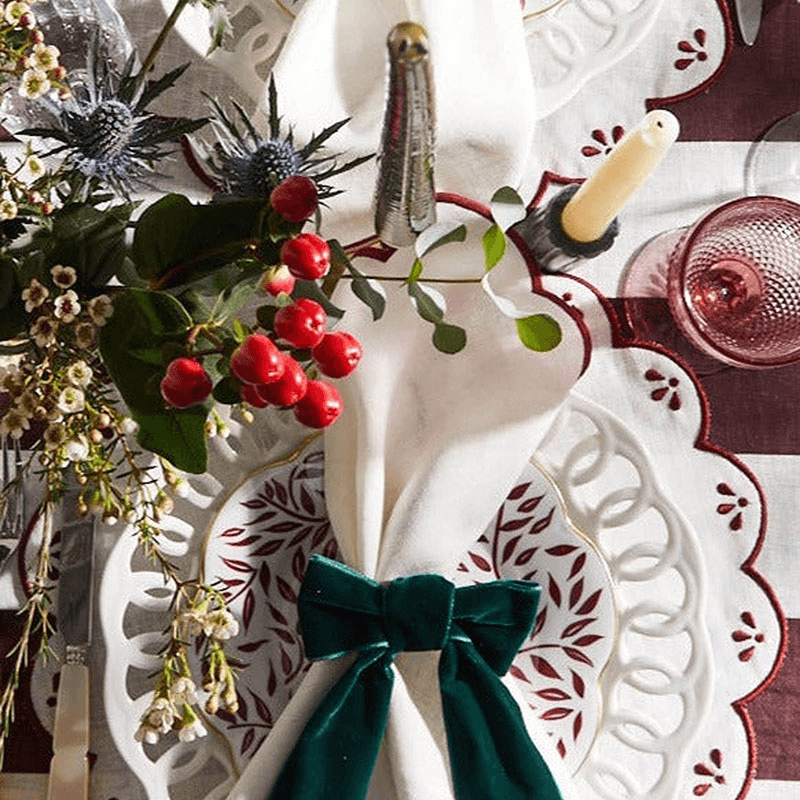 Poppy Set of 4 Placemats, D40cm, Burgandy