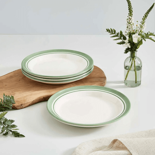 Image showing the Potter's Stripe Set of 4 Dinner Plates, D26cm, Green product.