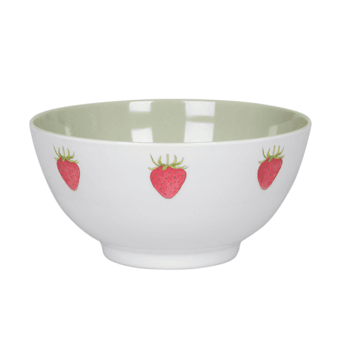 Image showing the Strawberries Bowl, D15cm, White, Green product.