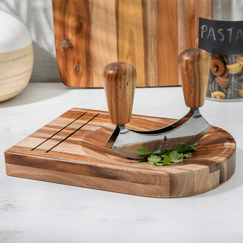 Natural Elements Mezzaluna set, 25 x 18cm, Acacia Wood