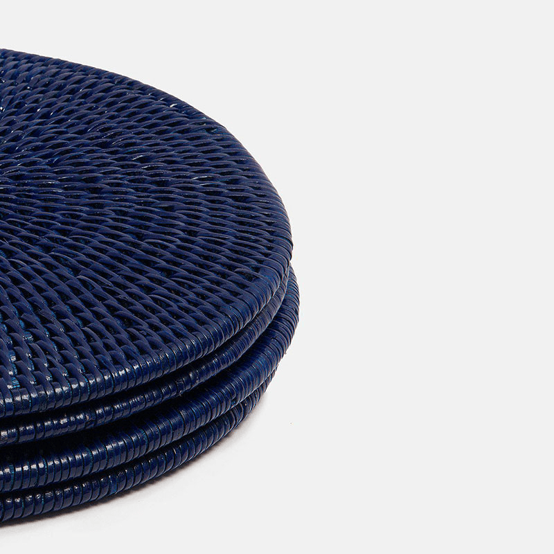 Latha Set of 4 Placemats, D27cm, Dark Blue