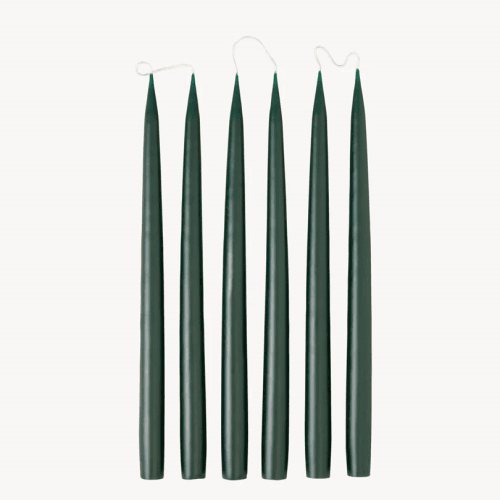 Image showing the Set of 6 Tapered Dinner Candles, H35cm, Forest Green product.