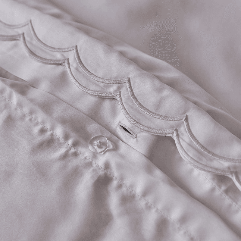 Scallop Edge Duvet Set, Double, White