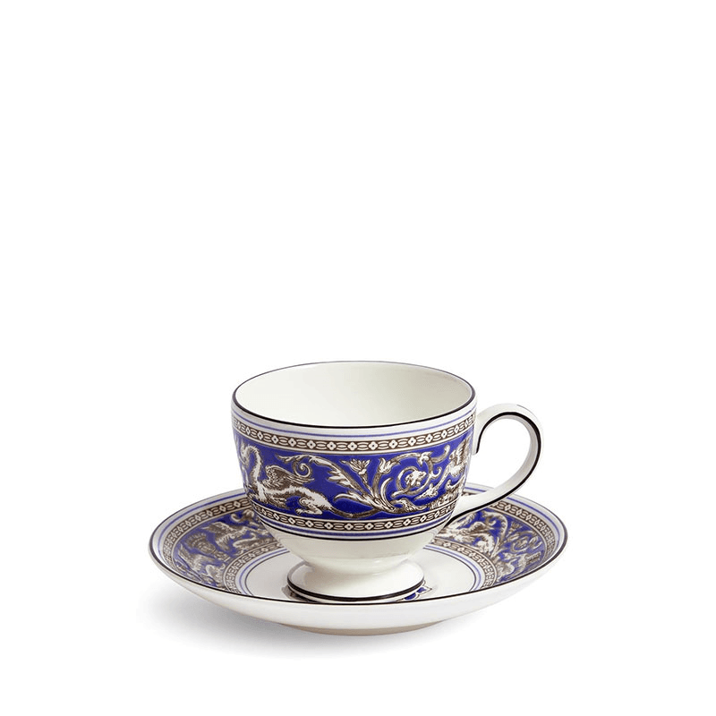 Florentine Teacup and Saucer, 174ml, Marine