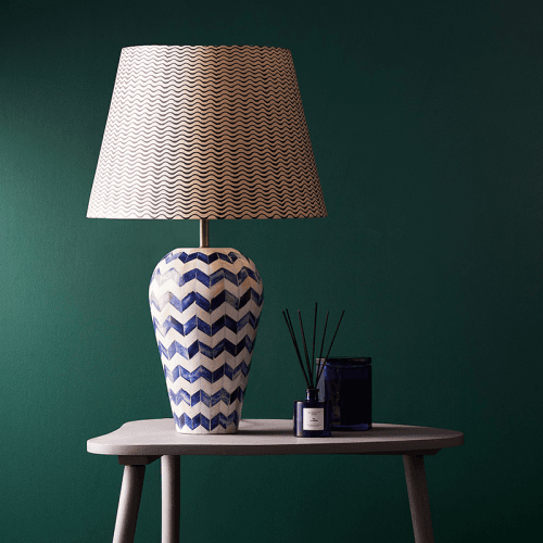 Image showing the Ziggy Natural Bone Table Lamp, H35.5cm, Blue product.