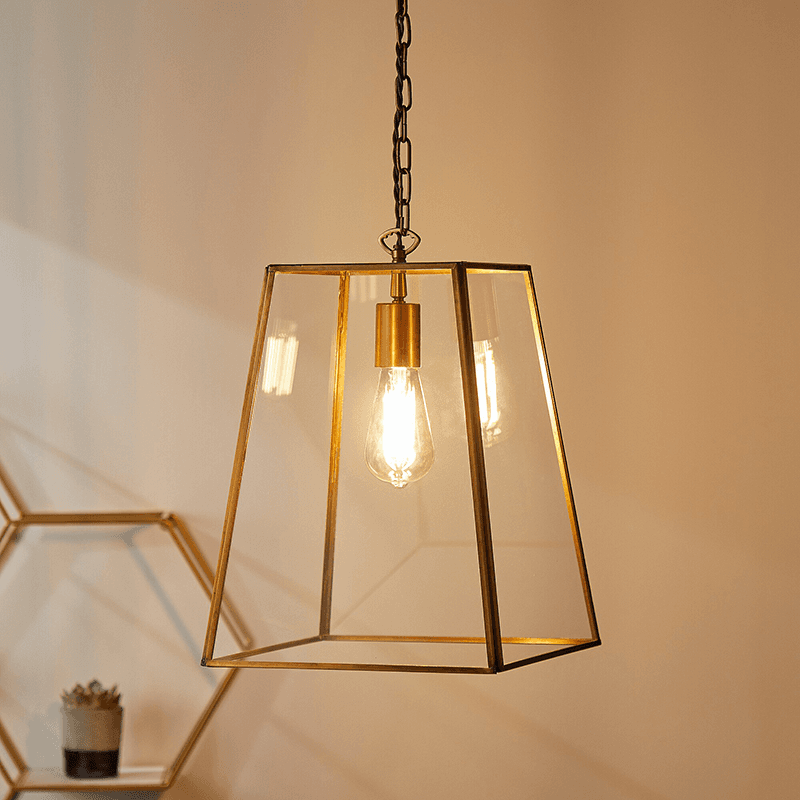 Luxor Large Lantern Pendant, H36cm x W28cm, Antique Brass