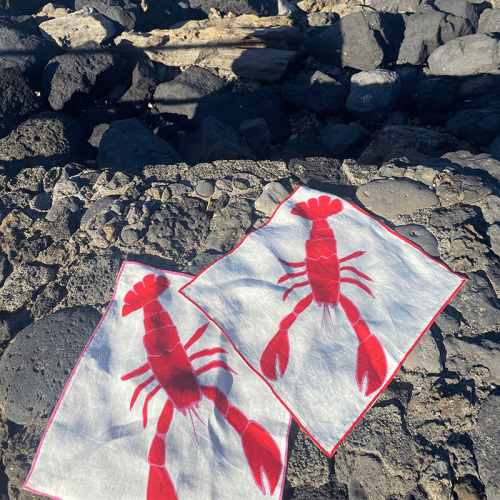 Image showing the Lobster Set of 2 Napkins, 45 x 45cm, Red product.