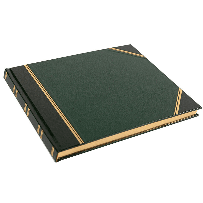 Traditional Plain Page Visitors Book, 23.5 x 28.5cm, Green