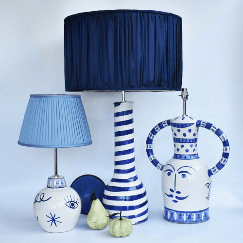 Côte d’Azur Collection Soho Hand Glazed Ceramic Table Lamp Base Only, Blue