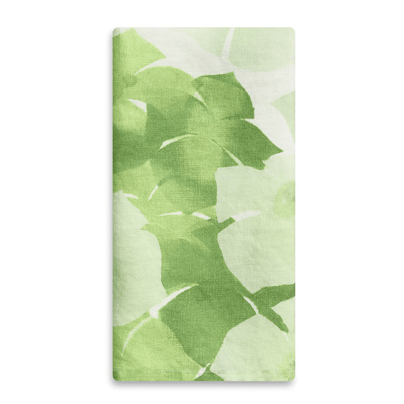 White Hydrangea Linen Napkin, 50cm x 50cm, Green
