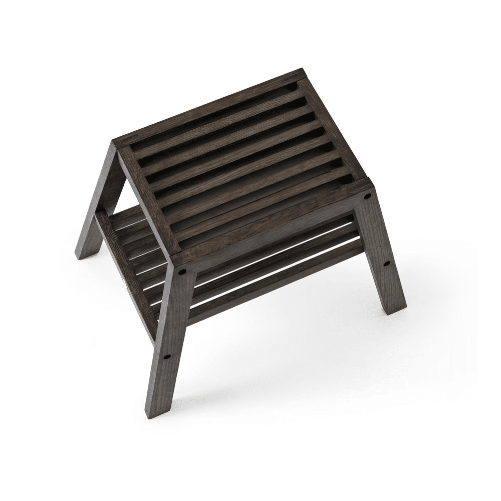 Slatted stool, H42 x W50.5 x D35.4cm, Black