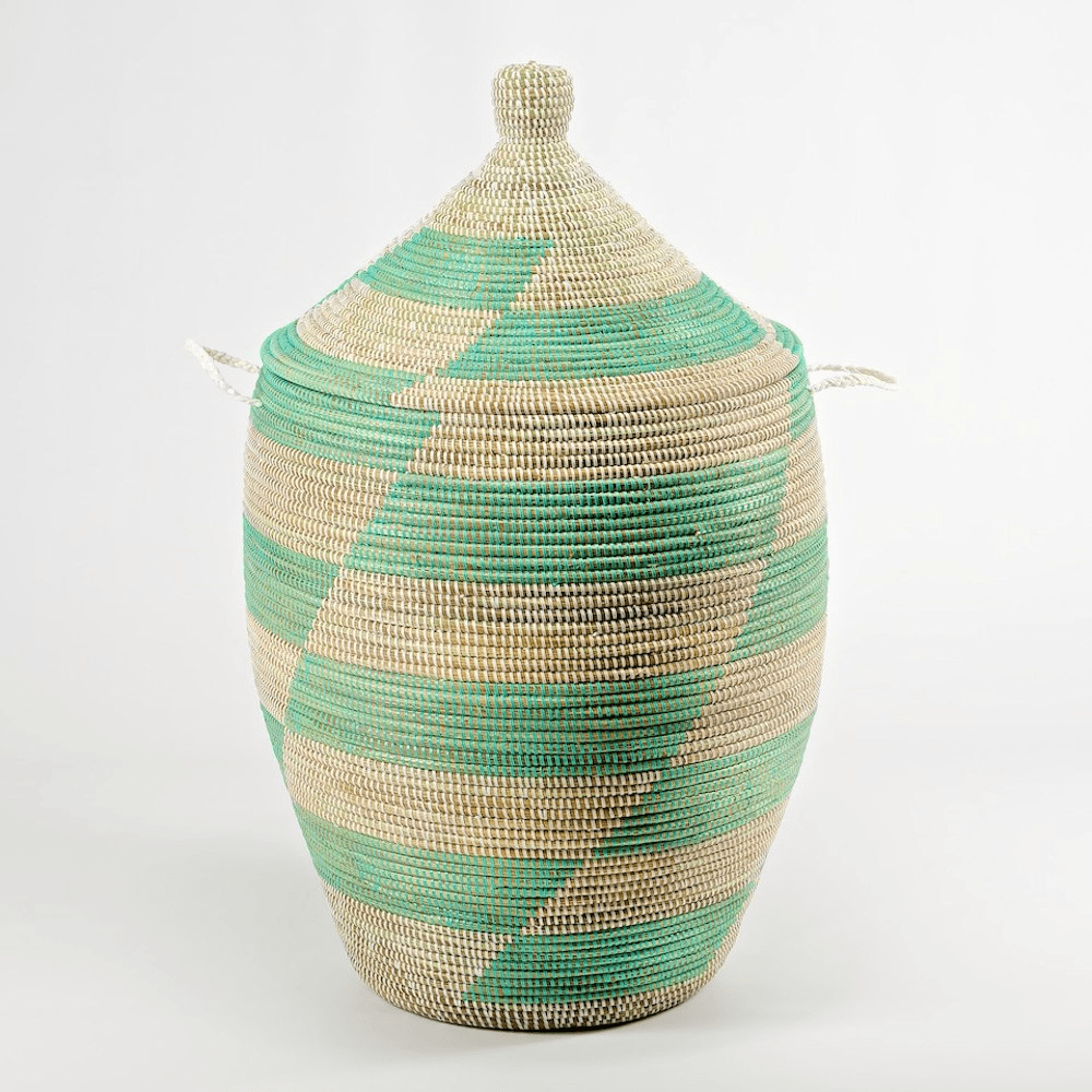 Alibaba Laundry basket, 66 x 38cm, Natural/Mint