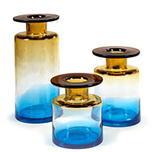 Image showing the Wind & Fire Large vase, D19cm, Amber & Blue product.